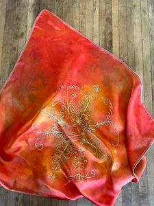 Hand Dyed Silk Scarf by Tara Francis and Broche Mouton Feutrage + Quillwork